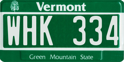 VT license plate WHK334