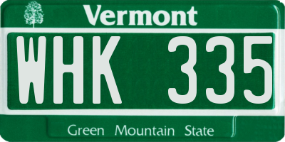 VT license plate WHK335