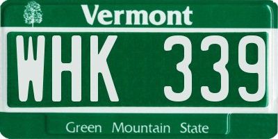 VT license plate WHK339