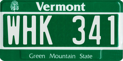 VT license plate WHK341