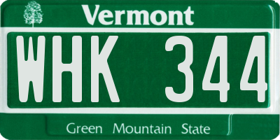 VT license plate WHK344