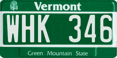VT license plate WHK346