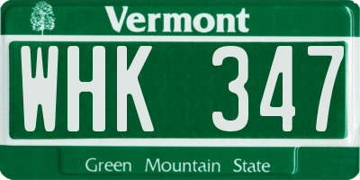 VT license plate WHK347