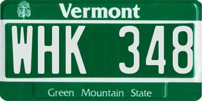 VT license plate WHK348