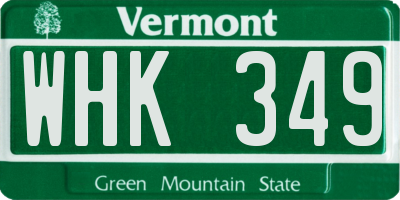VT license plate WHK349
