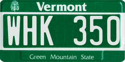 VT license plate WHK350