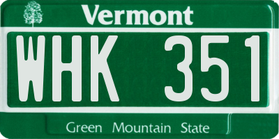 VT license plate WHK351