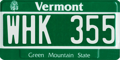 VT license plate WHK355