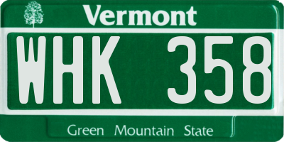 VT license plate WHK358