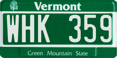 VT license plate WHK359