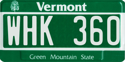 VT license plate WHK360