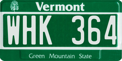 VT license plate WHK364