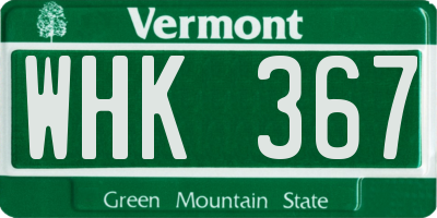 VT license plate WHK367