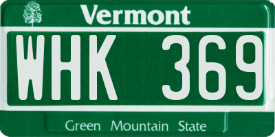 VT license plate WHK369