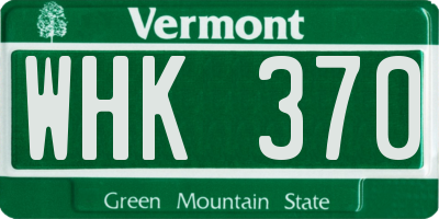 VT license plate WHK370
