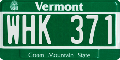 VT license plate WHK371