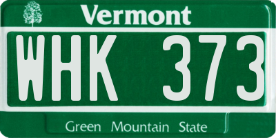 VT license plate WHK373