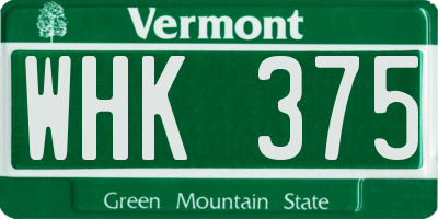 VT license plate WHK375