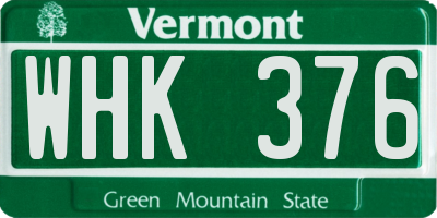 VT license plate WHK376