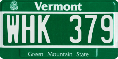 VT license plate WHK379