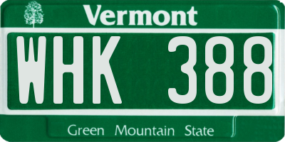 VT license plate WHK388