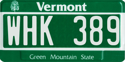 VT license plate WHK389