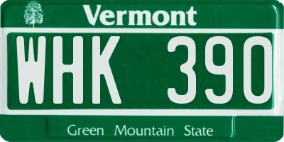 VT license plate WHK390