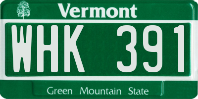 VT license plate WHK391