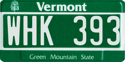 VT license plate WHK393