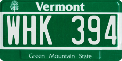 VT license plate WHK394