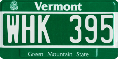 VT license plate WHK395