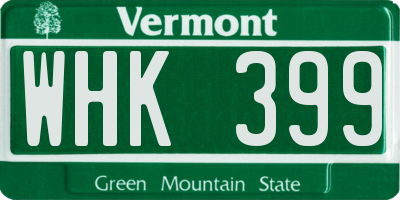 VT license plate WHK399