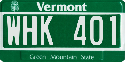 VT license plate WHK401