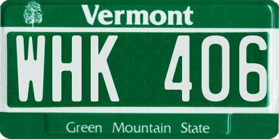 VT license plate WHK406
