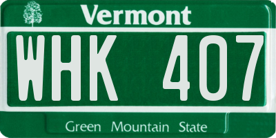VT license plate WHK407