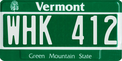 VT license plate WHK412