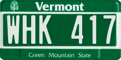VT license plate WHK417