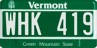 VT license plate WHK419