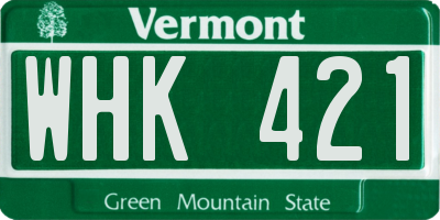 VT license plate WHK421