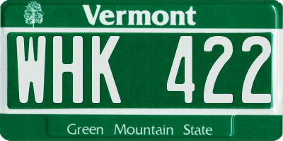 VT license plate WHK422