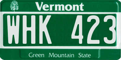 VT license plate WHK423