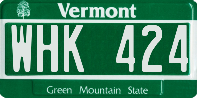 VT license plate WHK424