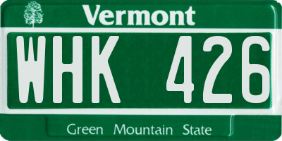 VT license plate WHK426