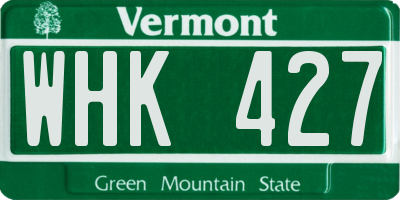 VT license plate WHK427
