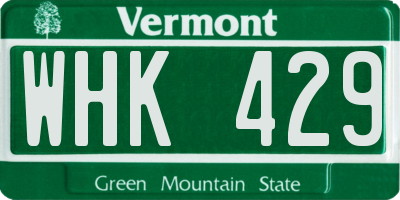 VT license plate WHK429