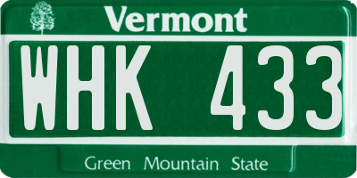 VT license plate WHK433