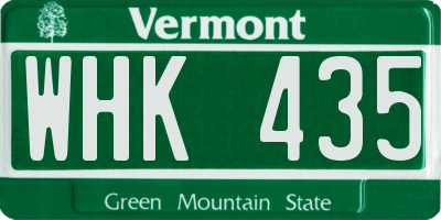 VT license plate WHK435