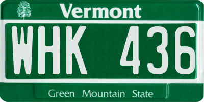 VT license plate WHK436