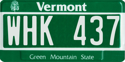 VT license plate WHK437