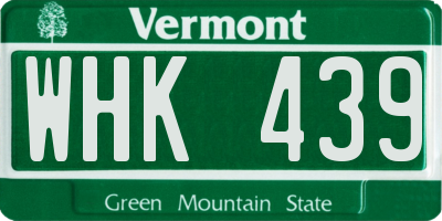VT license plate WHK439